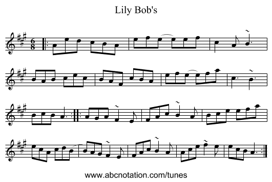 Lily Bob's - staff notation