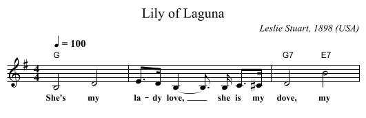 Lily of Laguna - staff notation