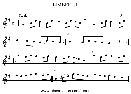 LIMBER UP - staff notation