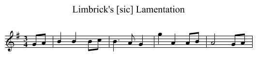 Limbrick's [sic] Lamentation - staff notation