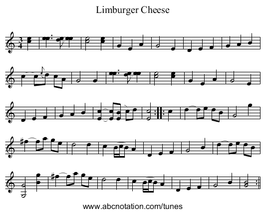 Limburger Cheese - staff notation