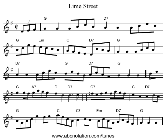 Lime Street - staff notation