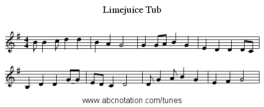 Limejuice Tub - staff notation