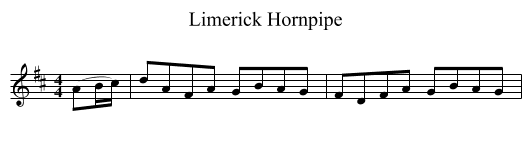 Limerick Hornpipe - staff notation