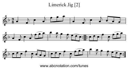 Limerick Jig [2] - staff notation