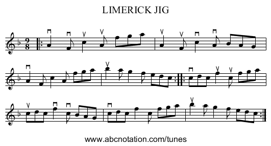 LIMERICK JIG - staff notation