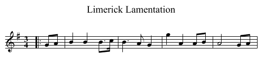 Limerick Lamentation - staff notation