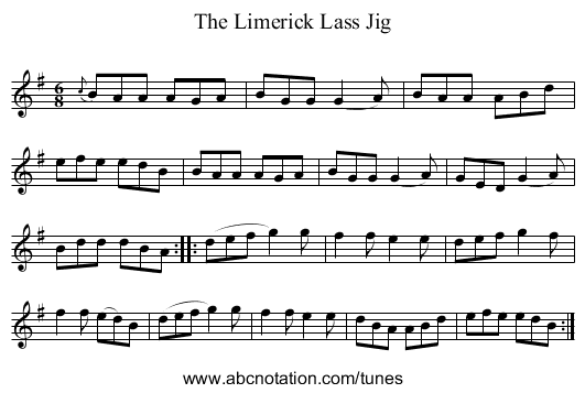 Limerick Lass Jig, The - staff notation