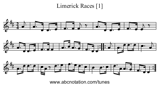 Limerick Races [1] - staff notation