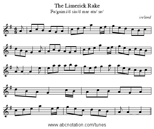 Limerick Rake, The - staff notation
