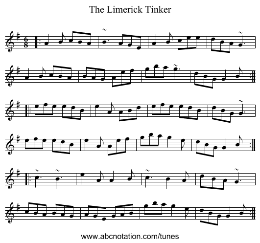 Limerick Tinker, The - staff notation