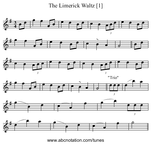 Limerick Waltz [1], The - staff notation