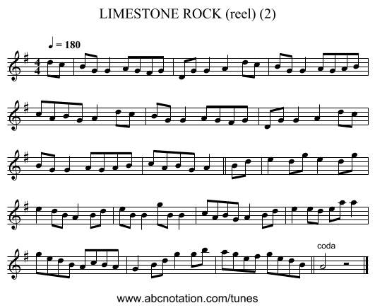 LIMESTONE ROCK (reel) (2) - staff notation