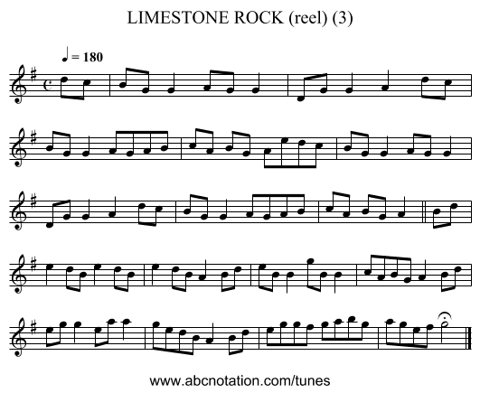 LIMESTONE ROCK (reel) (3) - staff notation