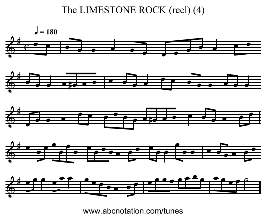 LIMESTONE ROCK (reel) (4), The - staff notation