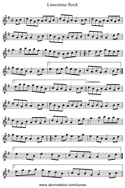 Limestone Rock - staff notation