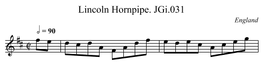Lincoln Hornpipe. JGi.031 - staff notation