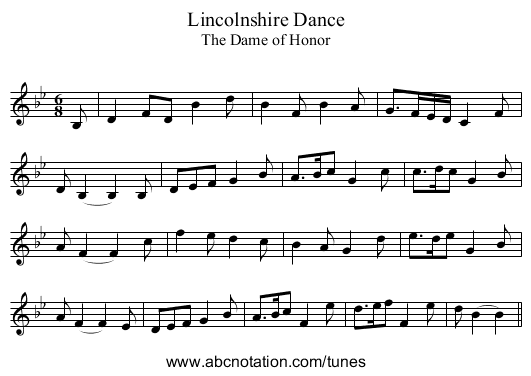 Lincolnshire Dance - staff notation