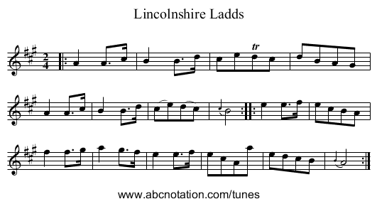 Lincolnshire Ladds - staff notation