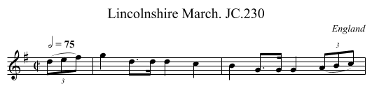 Lincolnshire March. JC.230 - staff notation