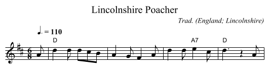 Lincolnshire Poacher - staff notation