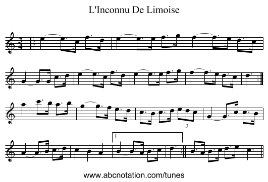 L'Inconnu De Limoise - staff notation