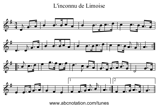L'inconnu de Limoise - staff notation