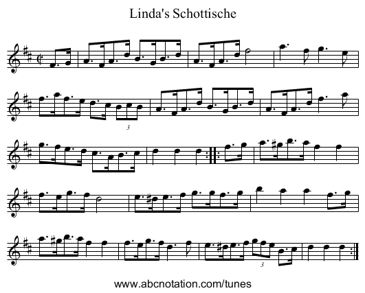 Linda's Schottische - staff notation