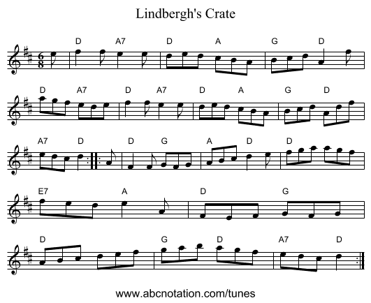 Lindbergh's Crate - staff notation