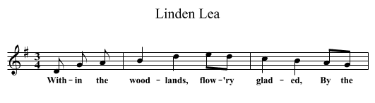 Linden Lea - staff notation