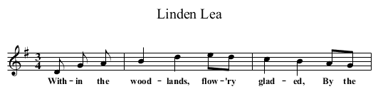 Linden Lea - staff notation