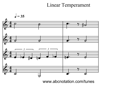Linear Temperament - staff notation