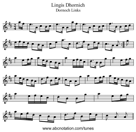 Lingis Dhornich - staff notation