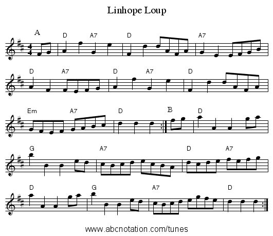Linhope Loup - staff notation