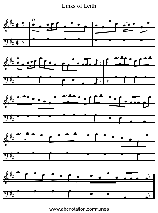 Links of Leith - staff notation