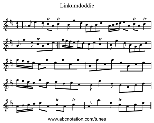 Linkumdoddie - staff notation