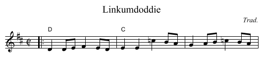 Linkumdoddie - staff notation