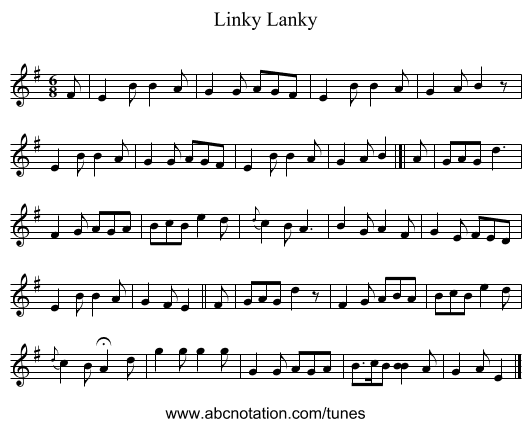 Linky Lanky - staff notation