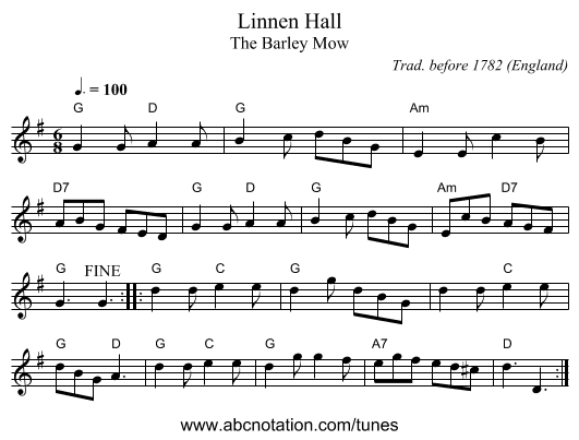 Linnen Hall - staff notation