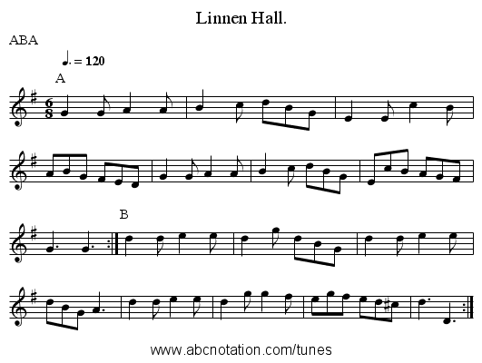 Linnen Hall. - staff notation