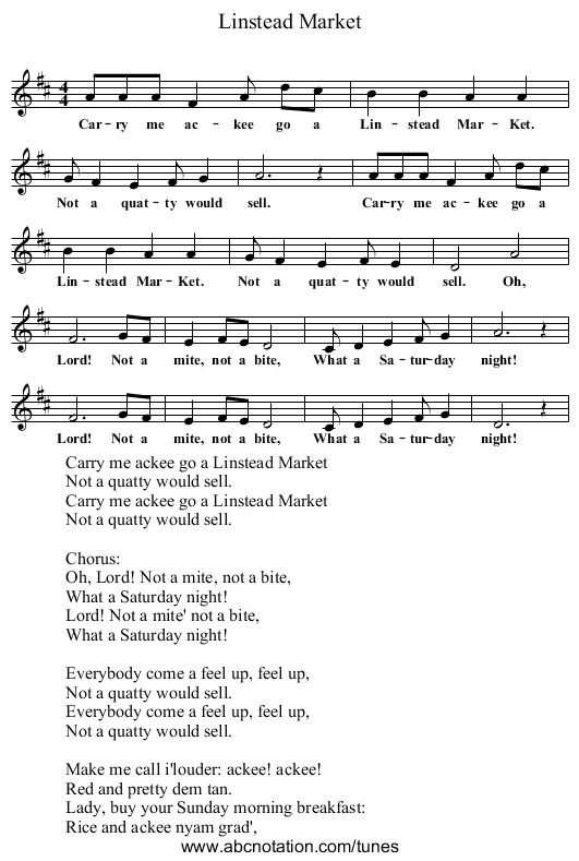 Linstead Market - staff notation
