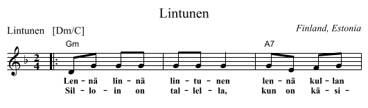 Lintunen - staff notation