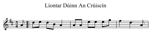 Líontar Dúinn An Crúiscín - staff notation