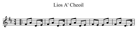 Lios A' Cheoil - staff notation