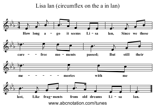 Lisa lan (circumflex on the a in lan) - staff notation