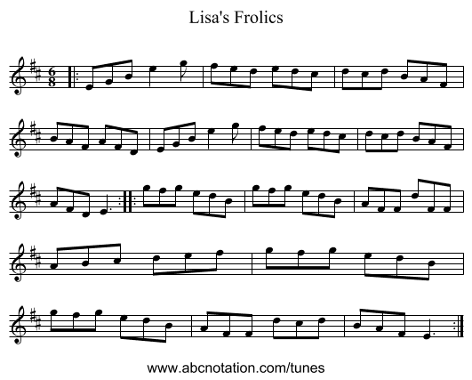 Lisa's Frolics - staff notation