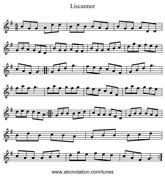 Liscannor - staff notation