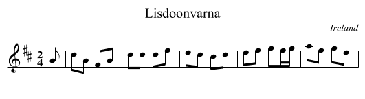 Lisdoonvarna - staff notation