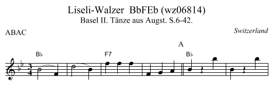 Liseli-Walzer  BbFEb (wz06814) - staff notation