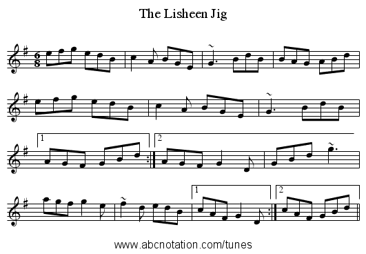 Lisheen Jig, The - staff notation
